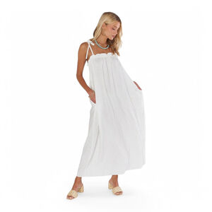 Show Me Your Mumu Linen Blend Angel Maxi Dress Women's sz XS White NWT